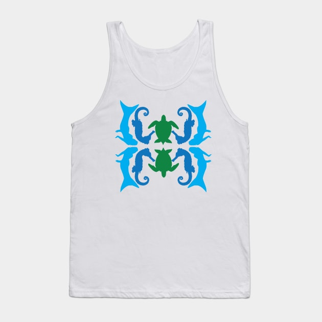 Mermaids seahorses sea turtle 2 Tank Top by KensLensDesigns